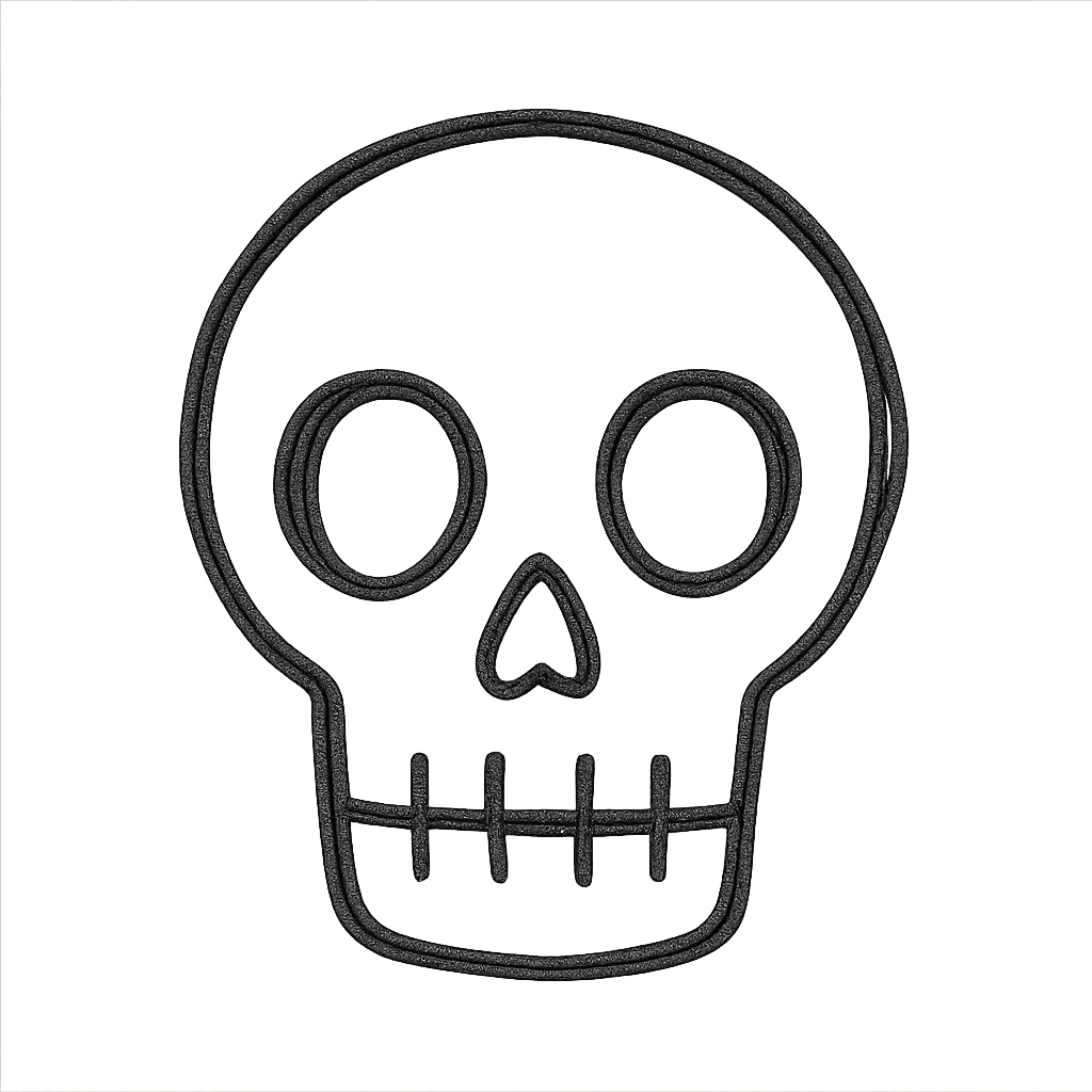 outlined skull icon, hand-drawn look, no fill, sketchy lines emoji