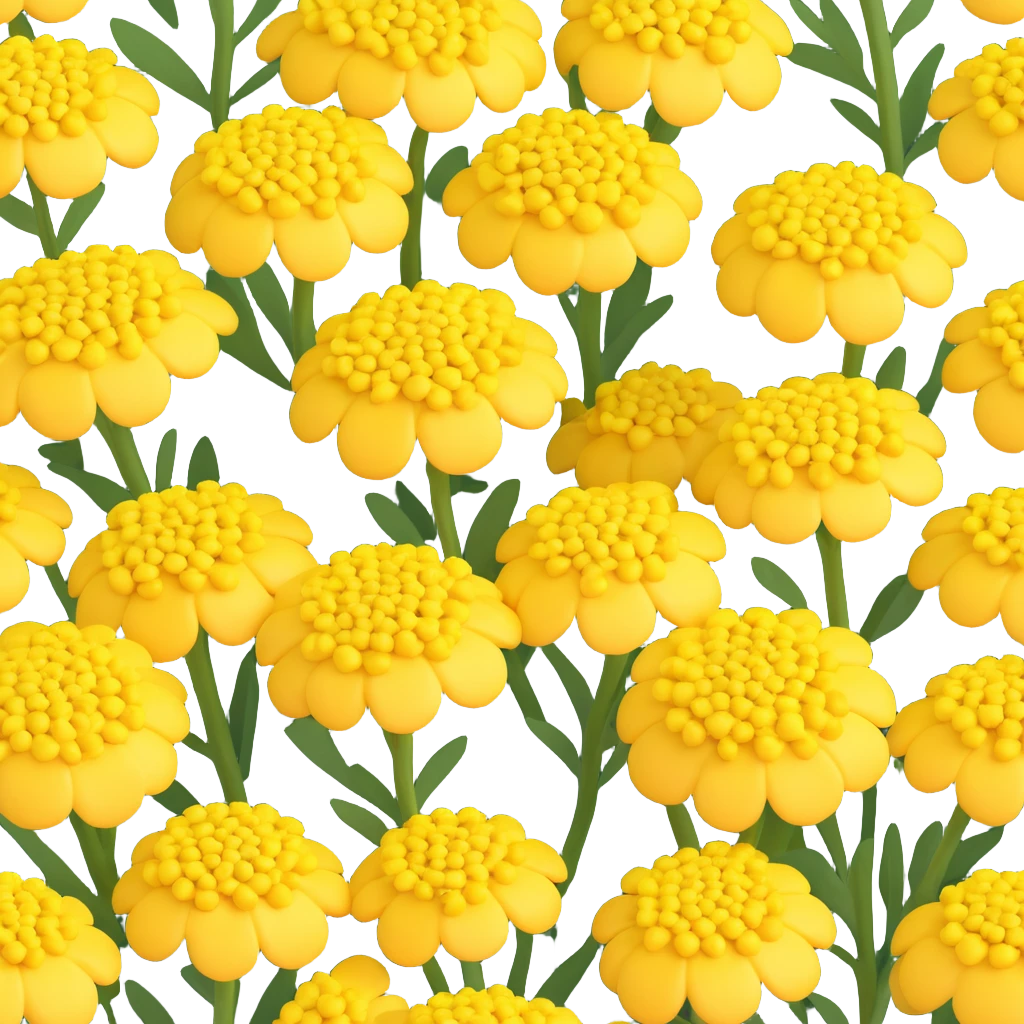3D iOS style, cartoon, very rounded and soft yellow yarrow flower, no faces, no smiles, natural expressive volume emoji