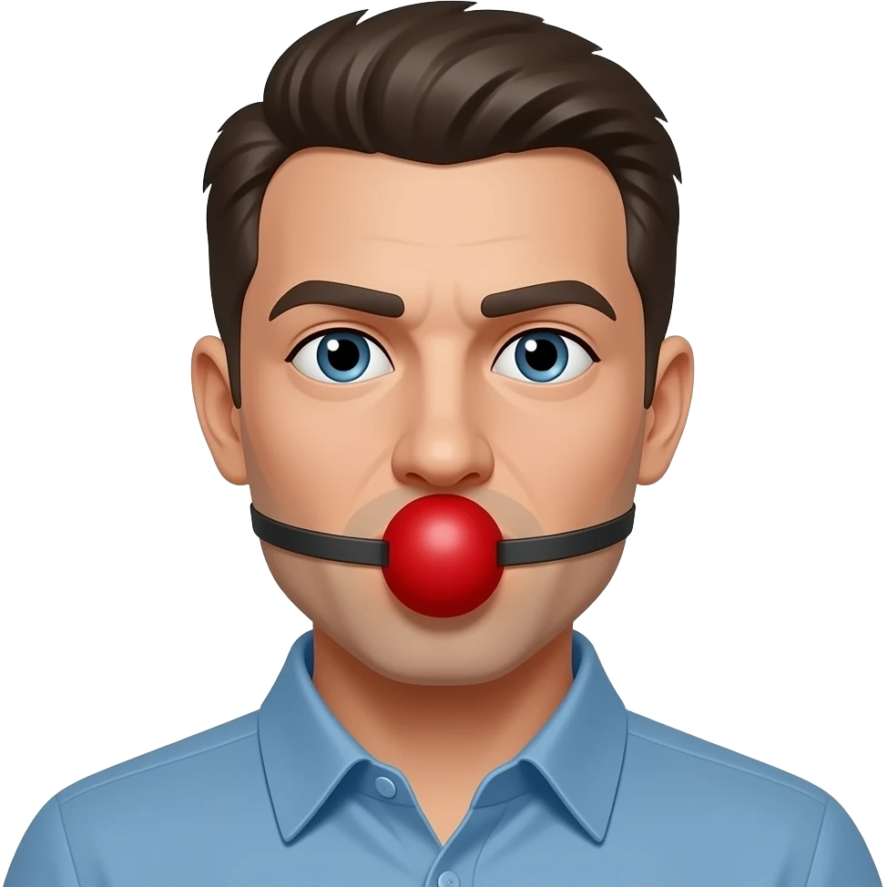 A man with red ball gag in mouth emoji
