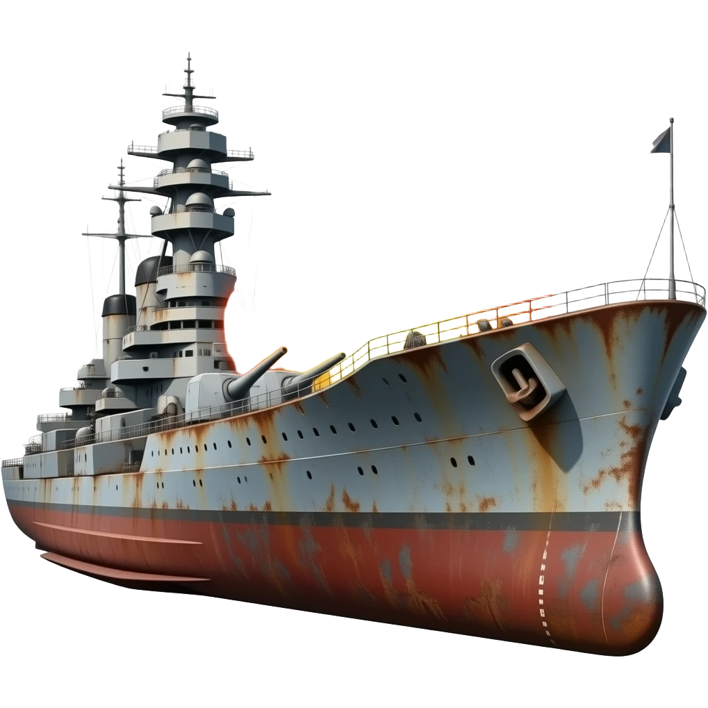 destroyed warship rusty on fire emoji