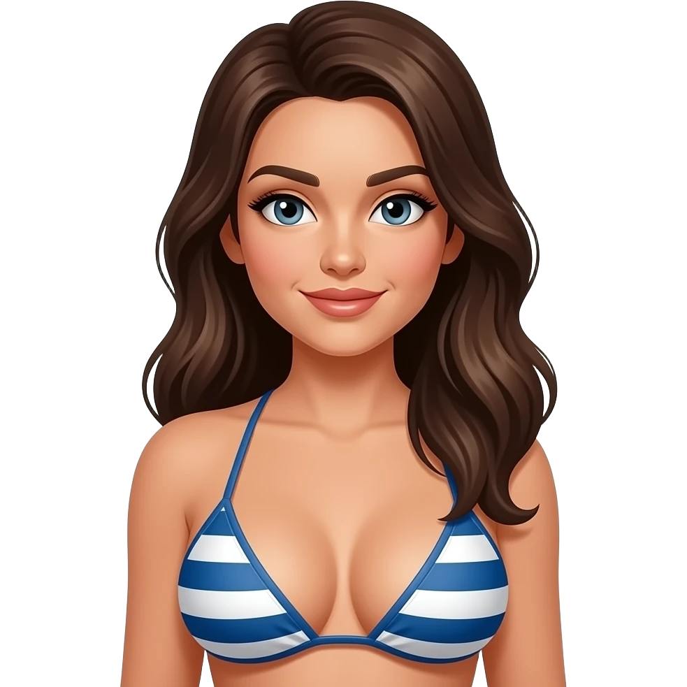 Sexy naked brunette with big tits and no bikini emoji