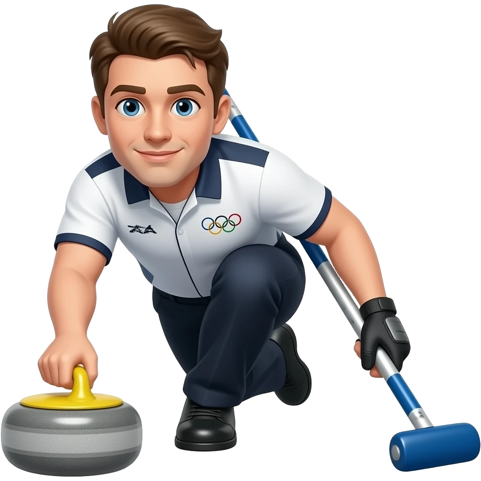 USA Olympic curler male with blue stone emoji