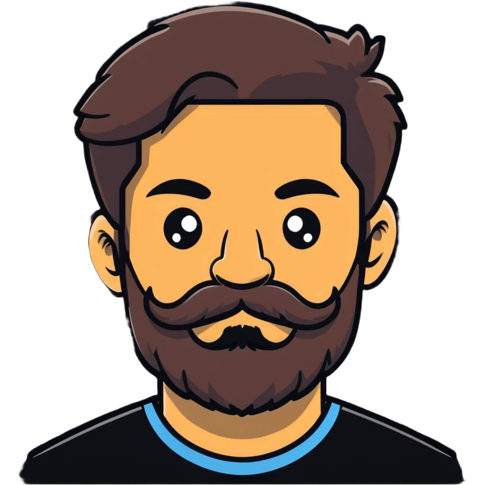 bearded man with mustache and connected bushy eyebrows emoji