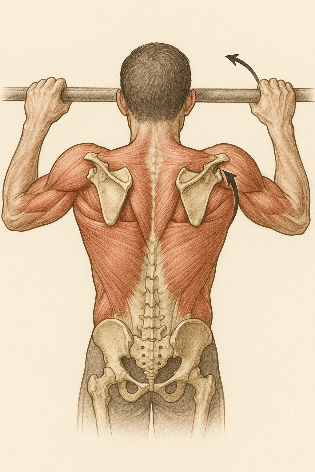 vista delle scapole durante le trazioni, visione anatomica emoji
