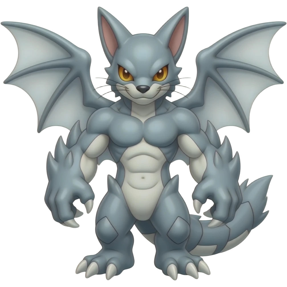 Cool Edgy Shiny Greymon-Wickerbeast-Weregarurumon full body emoji