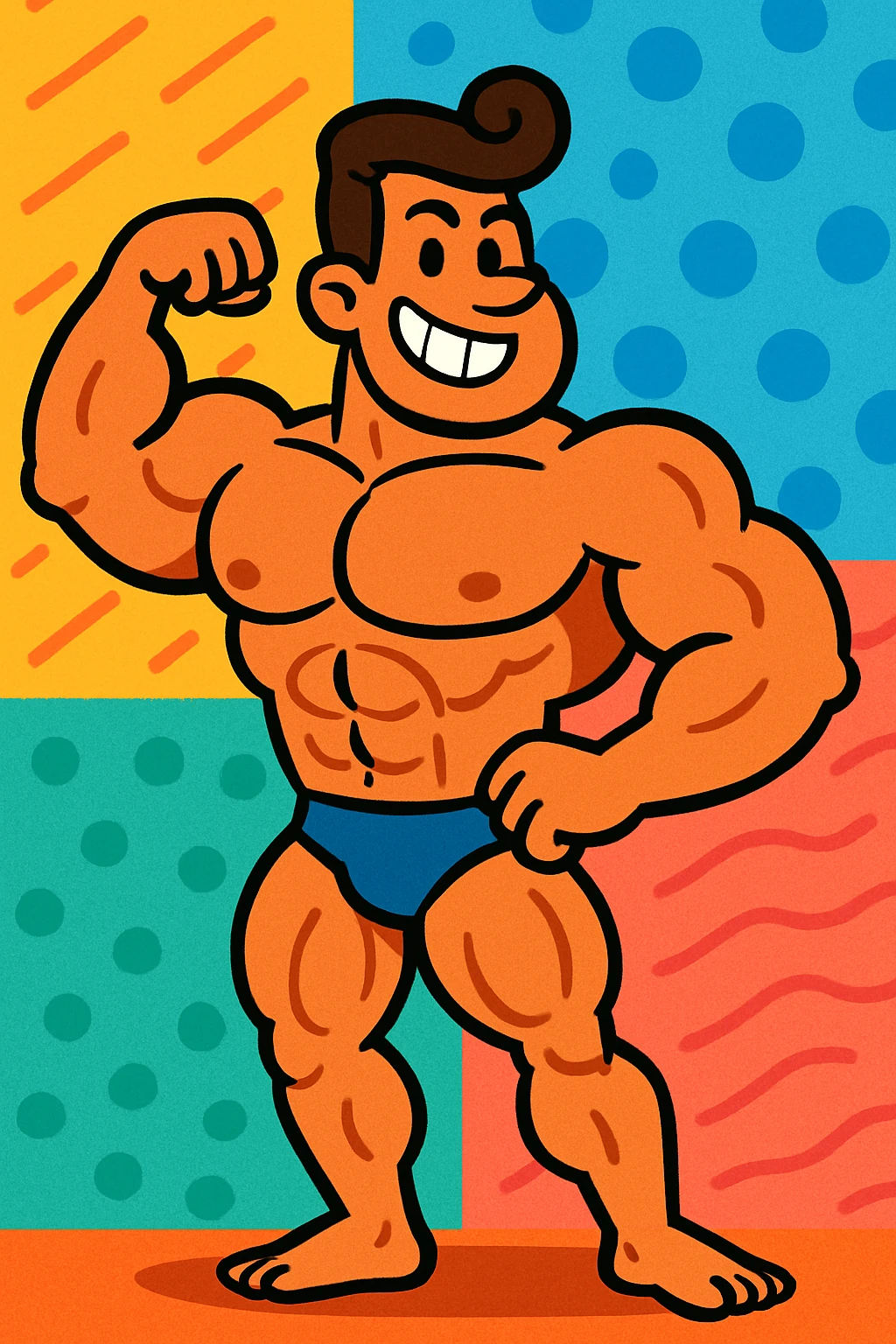 body builder, vibrant cartoon style emoji