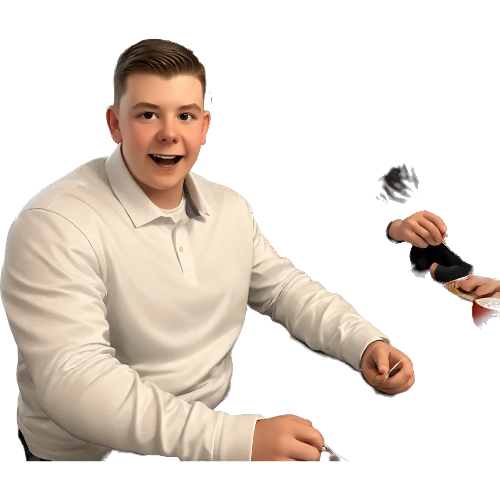 boys enjoying food indoors emoji