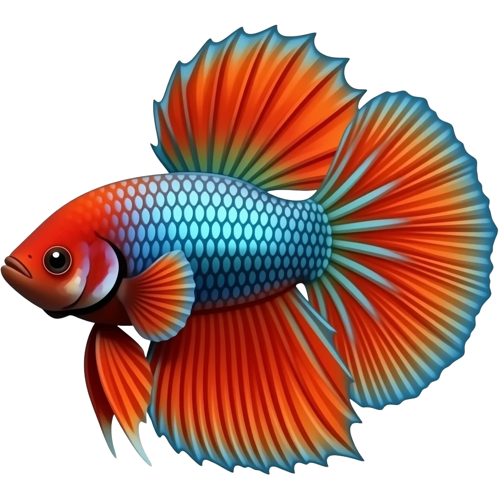 Red and orange with some shiny blue and green scales Betta fish emoji