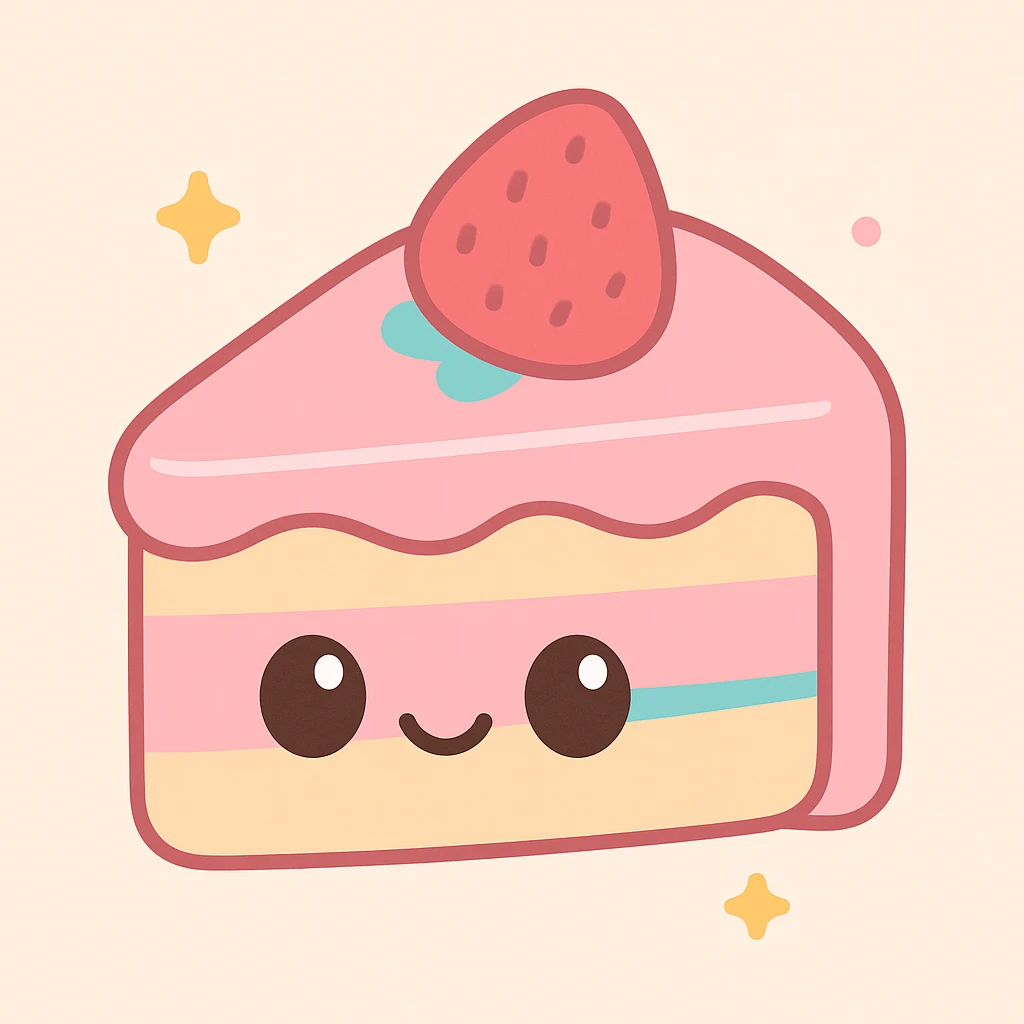 slice of strawberry cake, cute kawaii style emoji