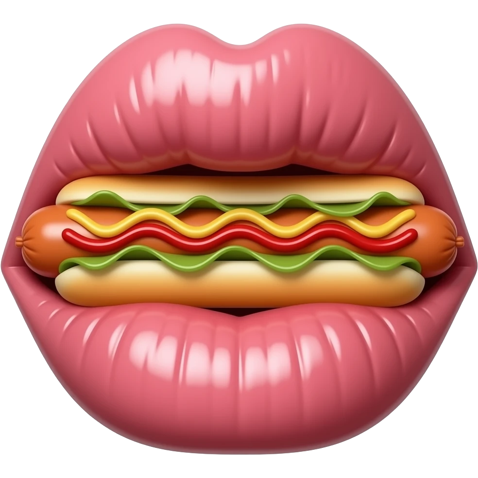 big puffy filler lips sucking hotdog hard emoji