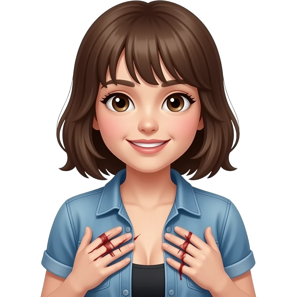 A girl gets stabbed in boobs emoji