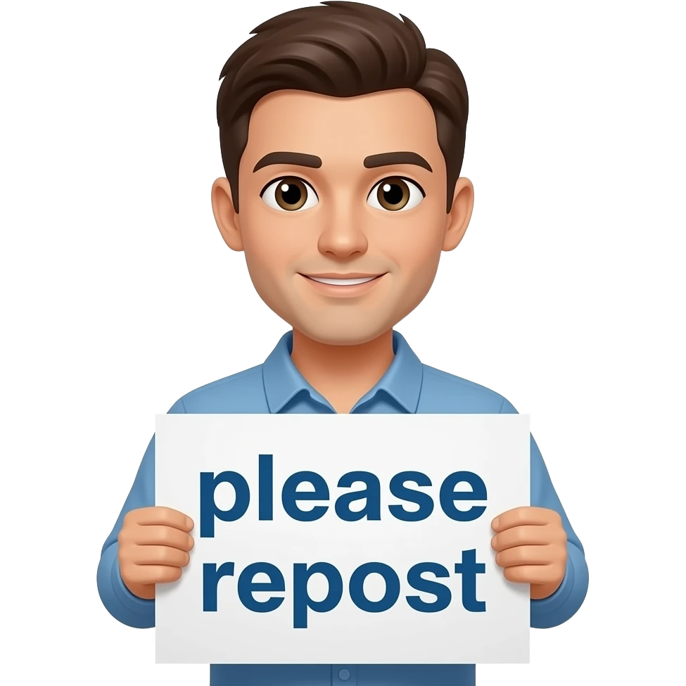An emoji of me holding a poster saying “please repost” emoji