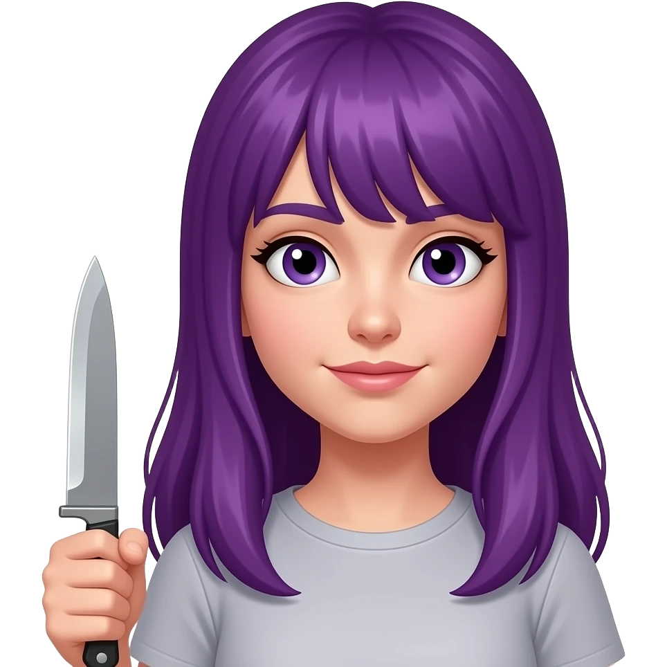GIRL WITH LONG PURPLE HAIR WITH A KNIFE emoji