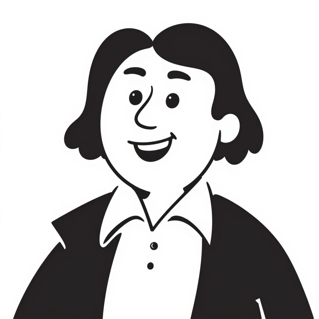 Fat white man, black hair parted in the middle to the shoulders smiling, white shirt and black jacket emoji