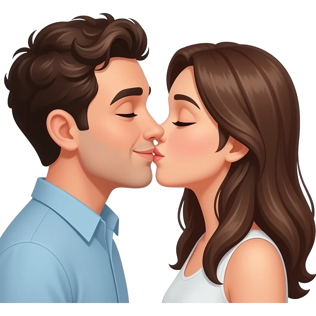 Ahora AZ a dos chicos q se estén besando ala vez q sonriendo uno tiene el pelo corto y un poco rizado con una raya en la ceja y la chica el pelo largo y marrón q no se les vea mucho la cara emoji