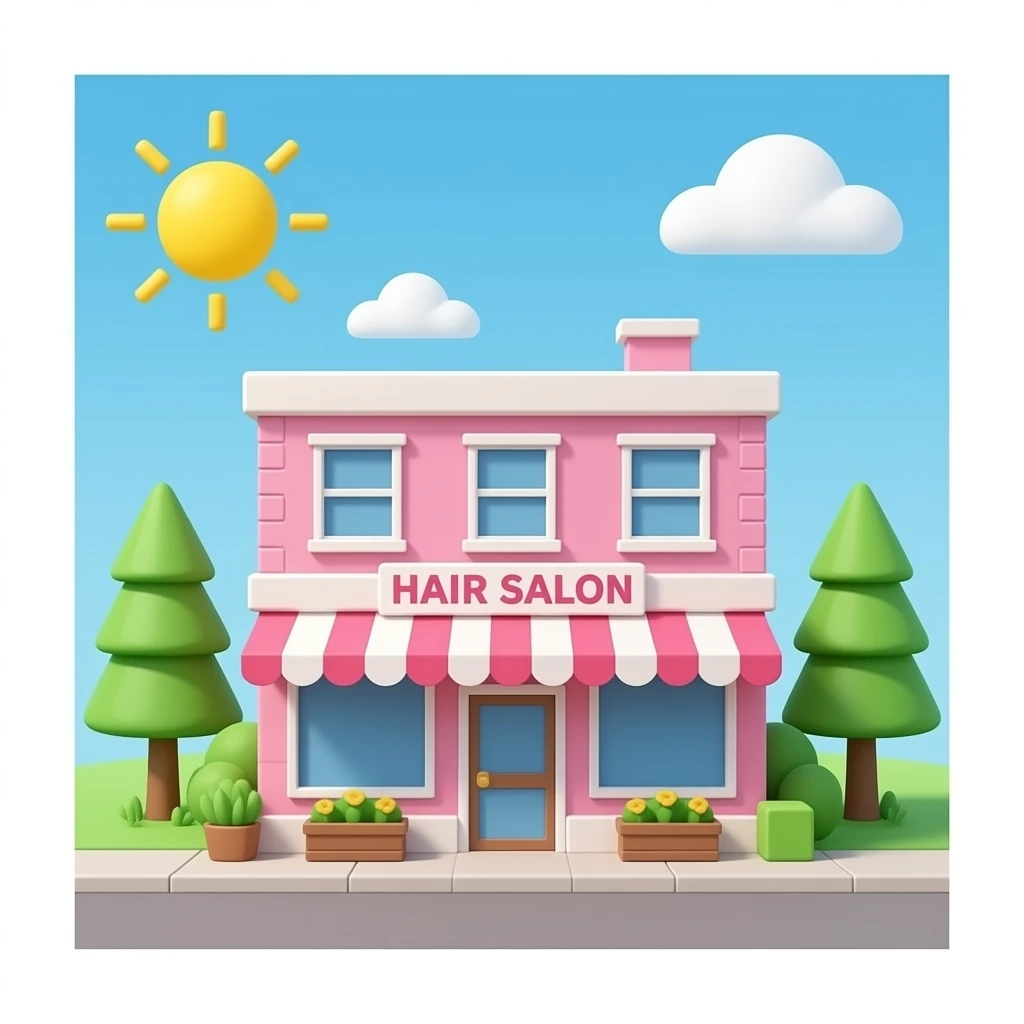 Pink building name Hair Salon emoji