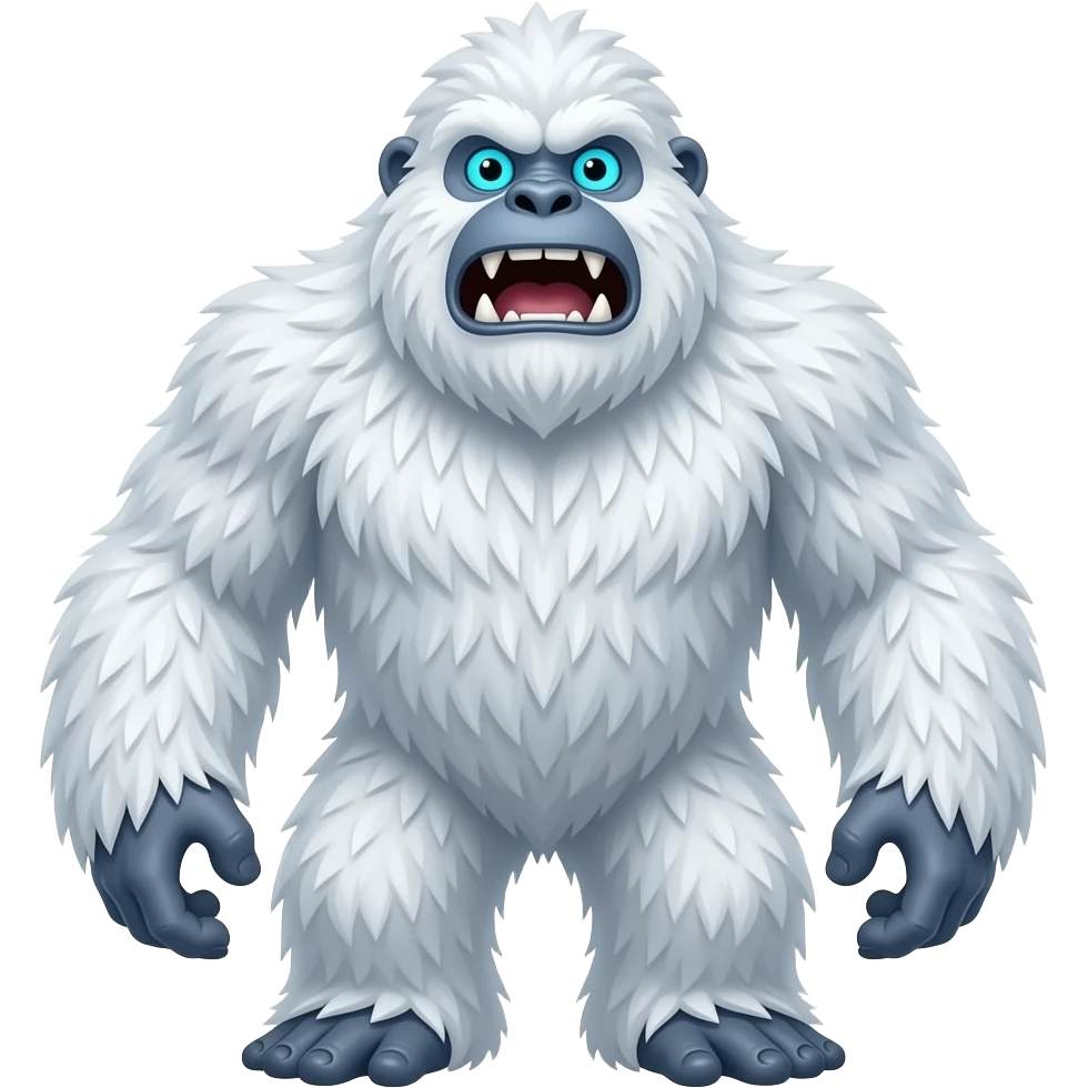abominable snowman standing trying to scare someone emoji