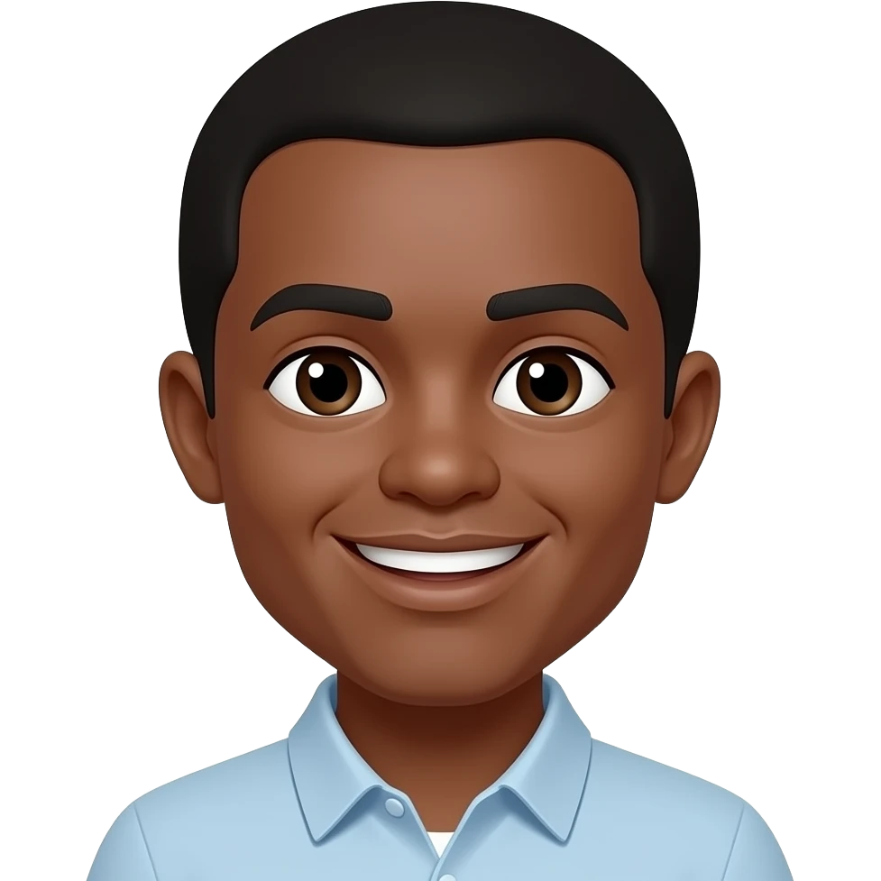 Que tenga una cara de color negro y con una sonrisa emoji