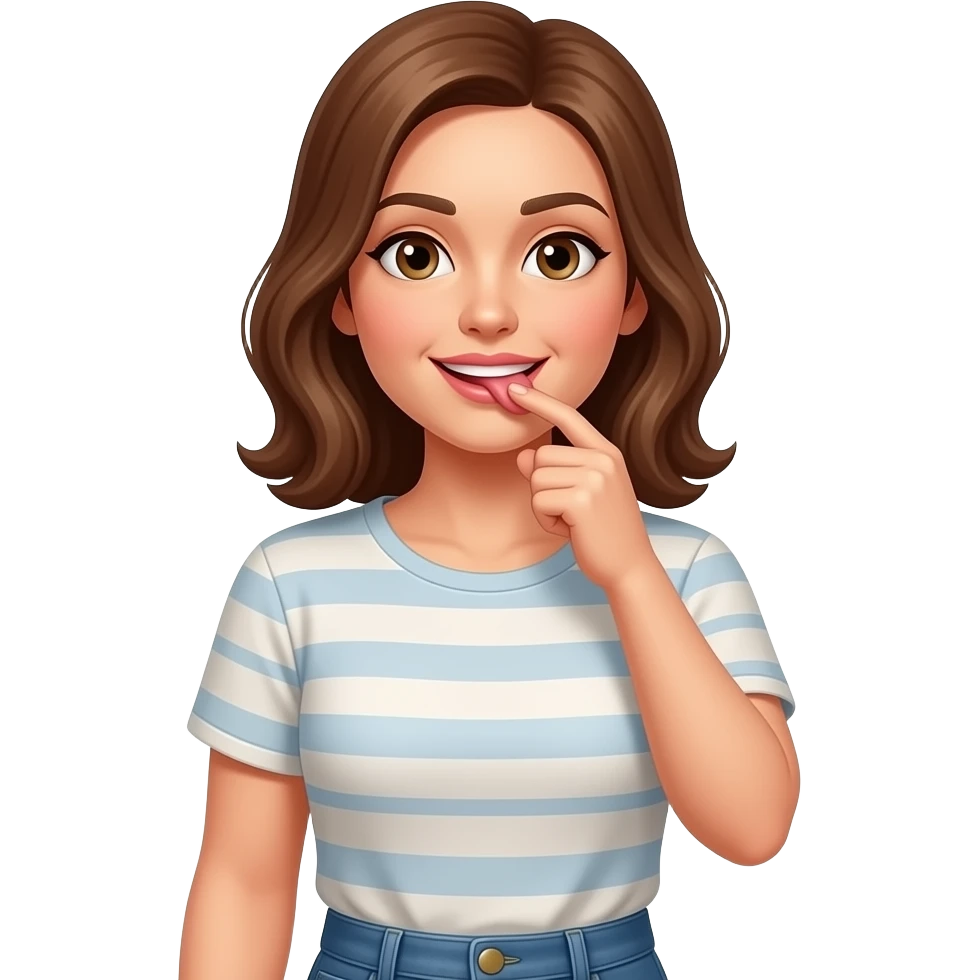 A woman licks her own nipple emoji