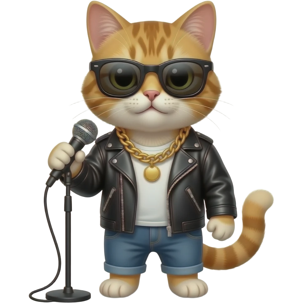 cat rapper with mic emoji