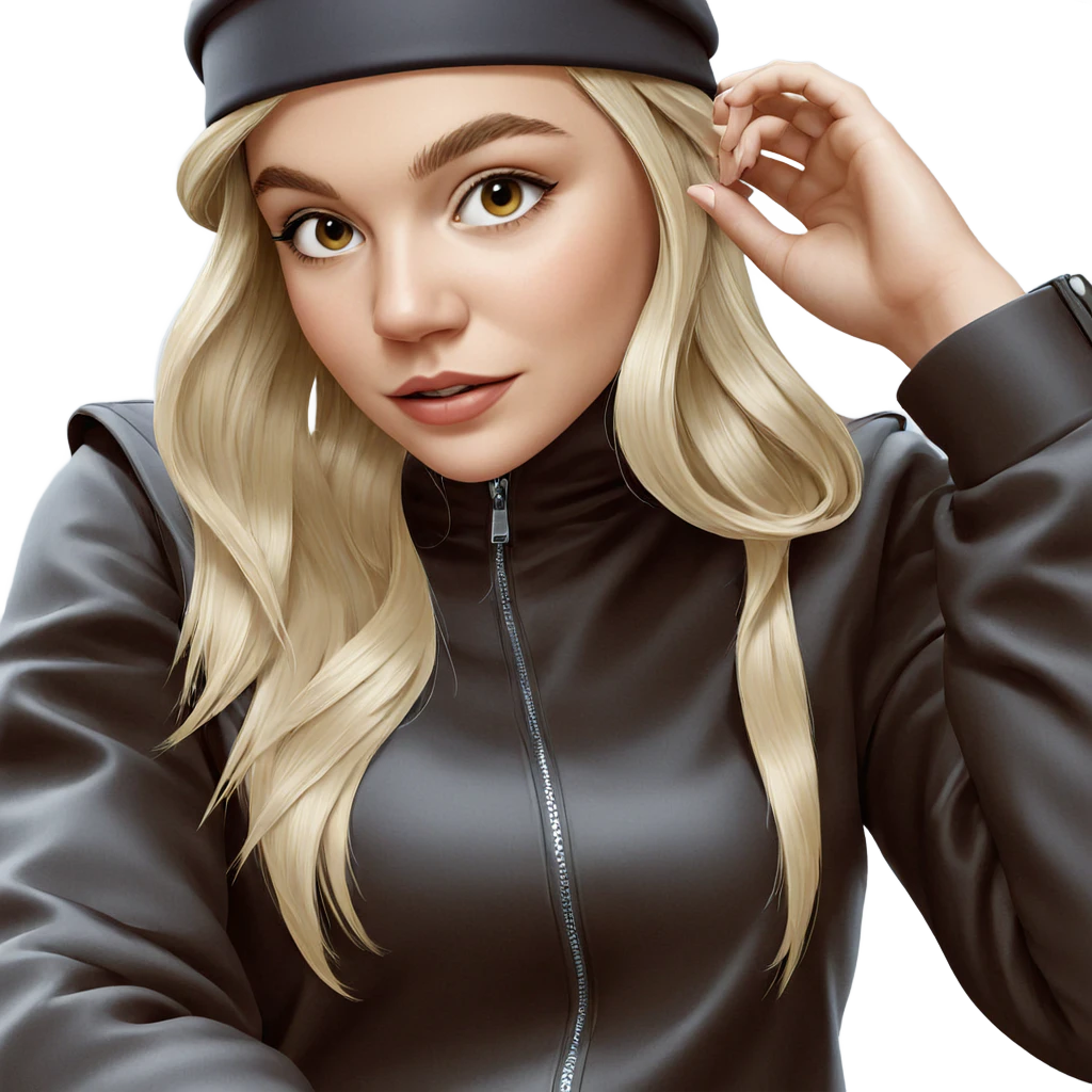 blonde girl in stylish hat emoji