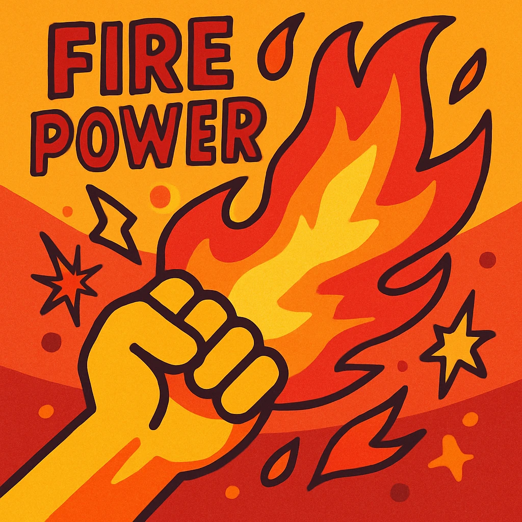 fire power, vibrant cartoon style emoji