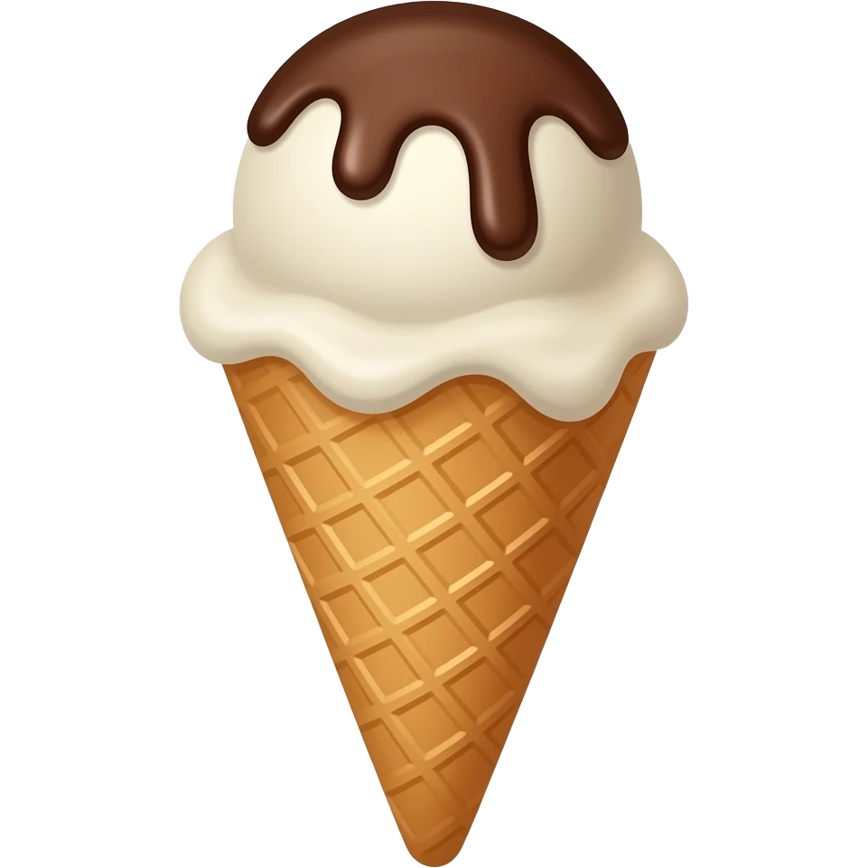 just a double scoop ice cream cone with chocolate dip transparent background emoji