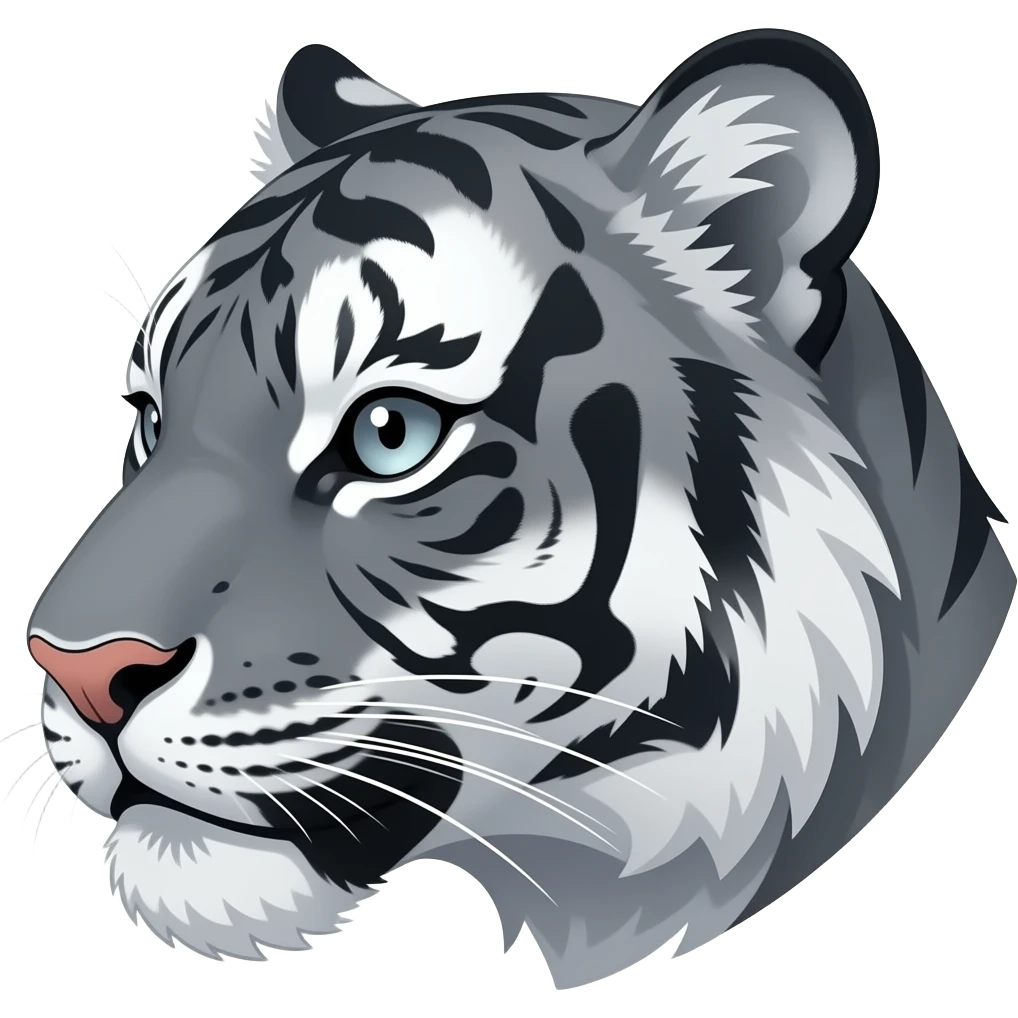 A little bit gorgeous gray tiger head anime eyes have a white eyes realistic Turn sideways gray eyes But see  like anime eyes emoji