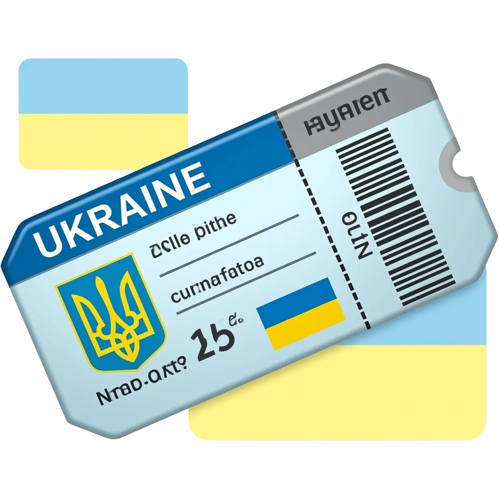 A hyper-realistic plane ticket to Ukraine emoji