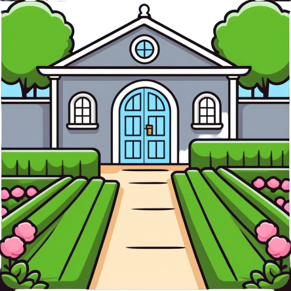 cartoonish outlined walled garden emoji
