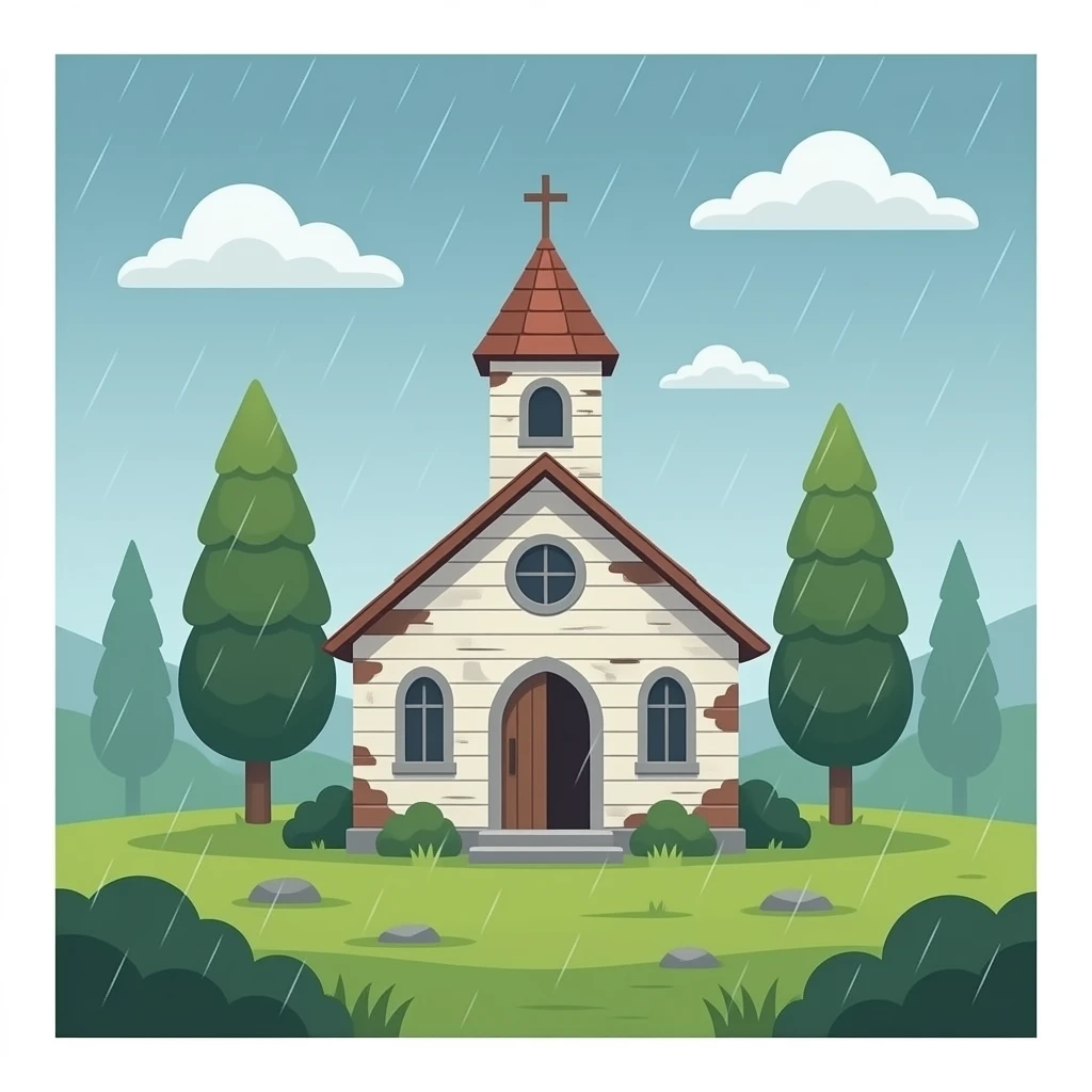 Simple old abandoned church emoji
