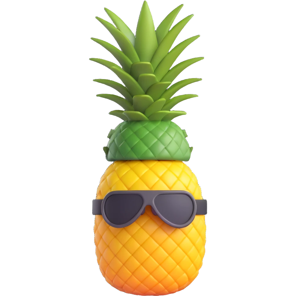 a pineapple wearing military gear, including a helmet and camouflage, looking determined, 3D emoji style emoji