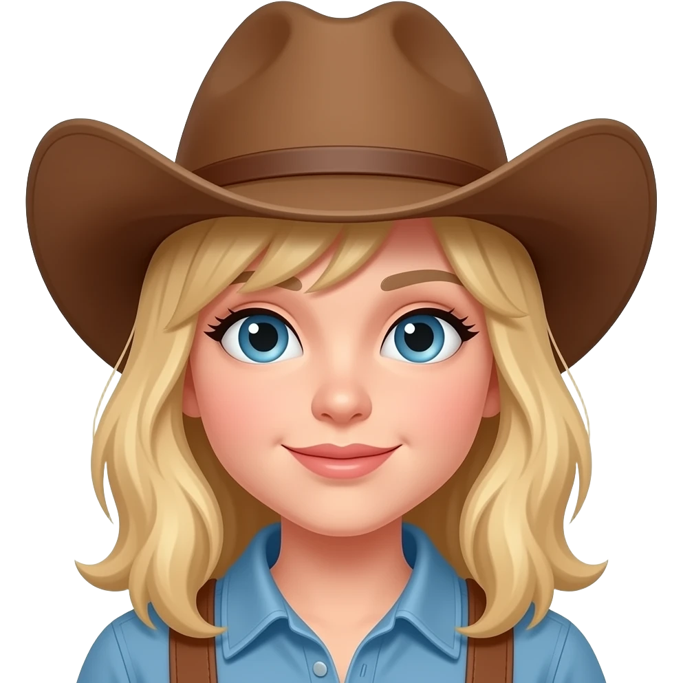 a blondie girlt with a comboy hat emoji