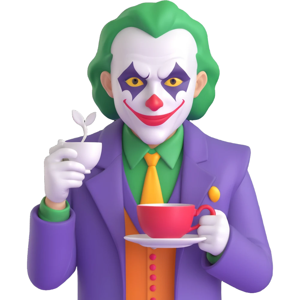 joker holding big tea cup emoji