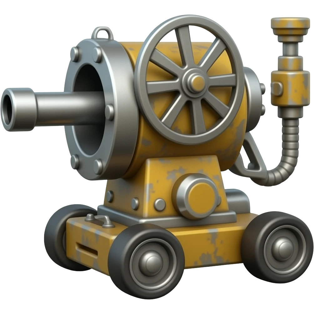 rusty gun machine on wheels emoji