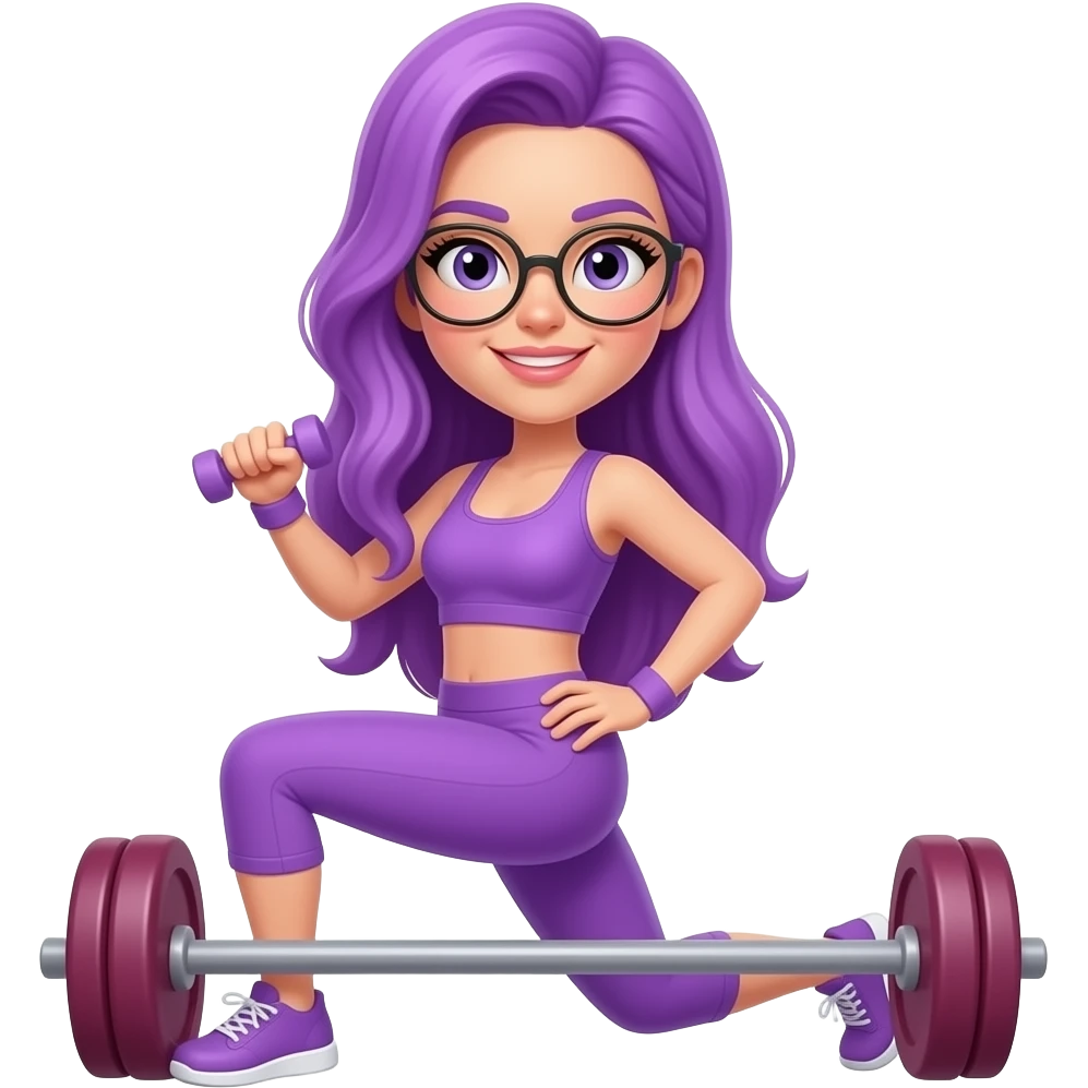 sexy girl with long purple hair and purple is doing hiit emoji