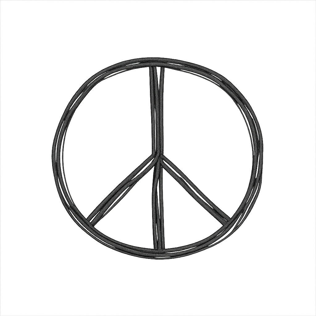 hand drawn outlined icon of a peace sign, no fill emoji