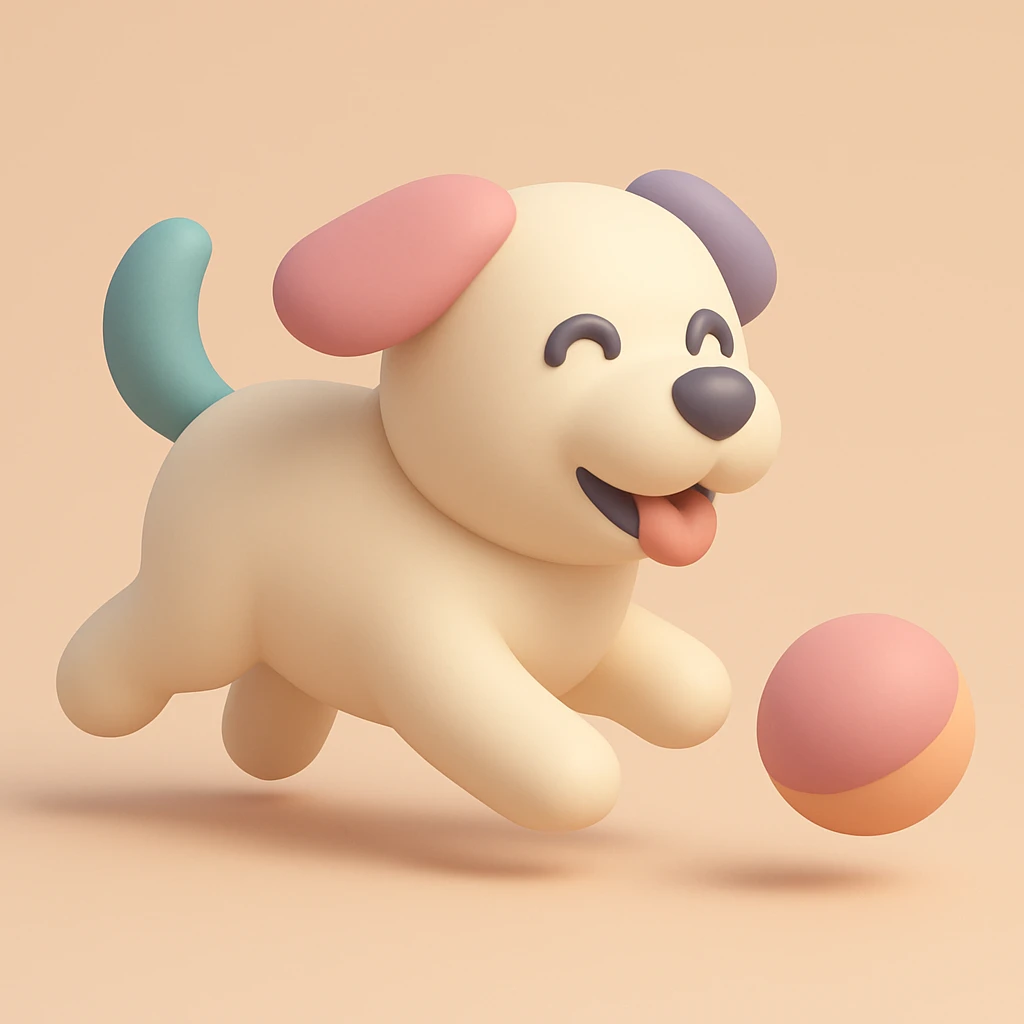 happy dog running after ball emoji