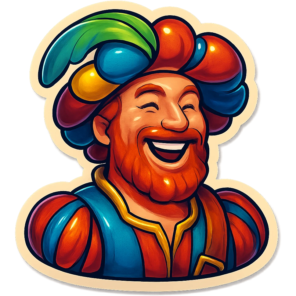 Red-bearded Landsknecht bust showing happiness emoji