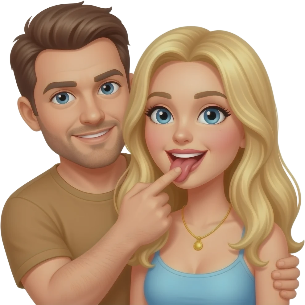 Man giving a blond woman licking her vagina emoji