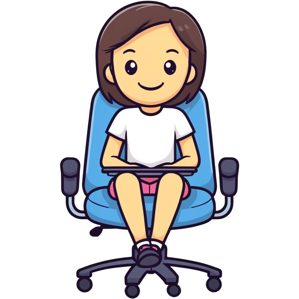 smiling girl in office chair emoji