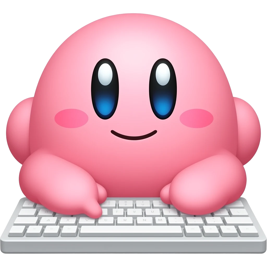 ai typing, like kirby typing but ai kirby emoji