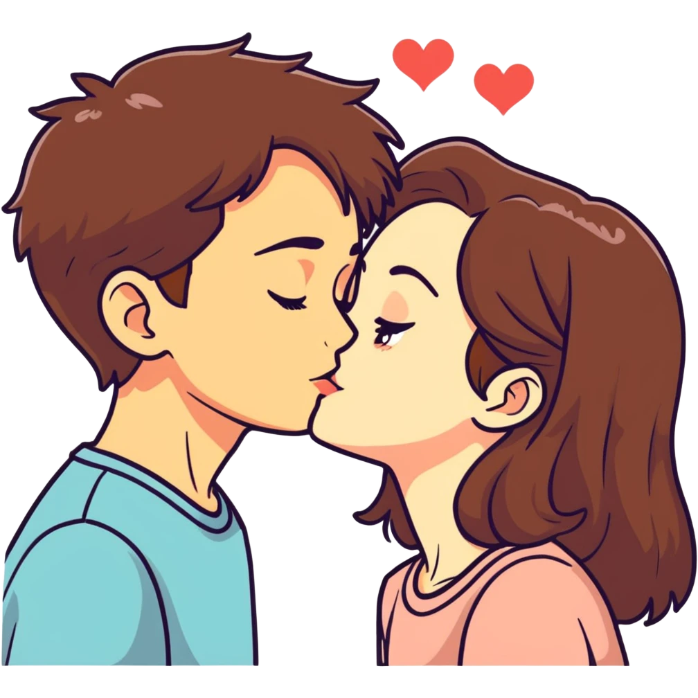 Brown haired couple where the boy gives the Girl a forehead Kiss  emoji