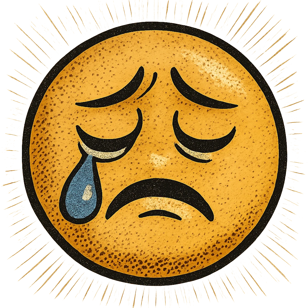 sad crying emoji, expressive face, single tear emoji