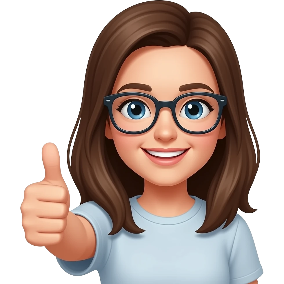 a girl with glass and thumbs up emoji