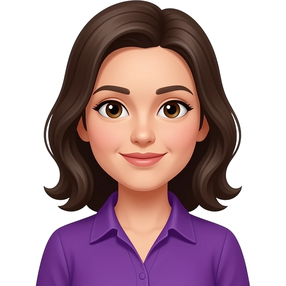 Женщина в фиолетовой одежде, в заде нее род семьи ТЕНИ emoji