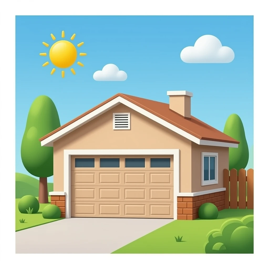 Tan House with garage one floor emoji