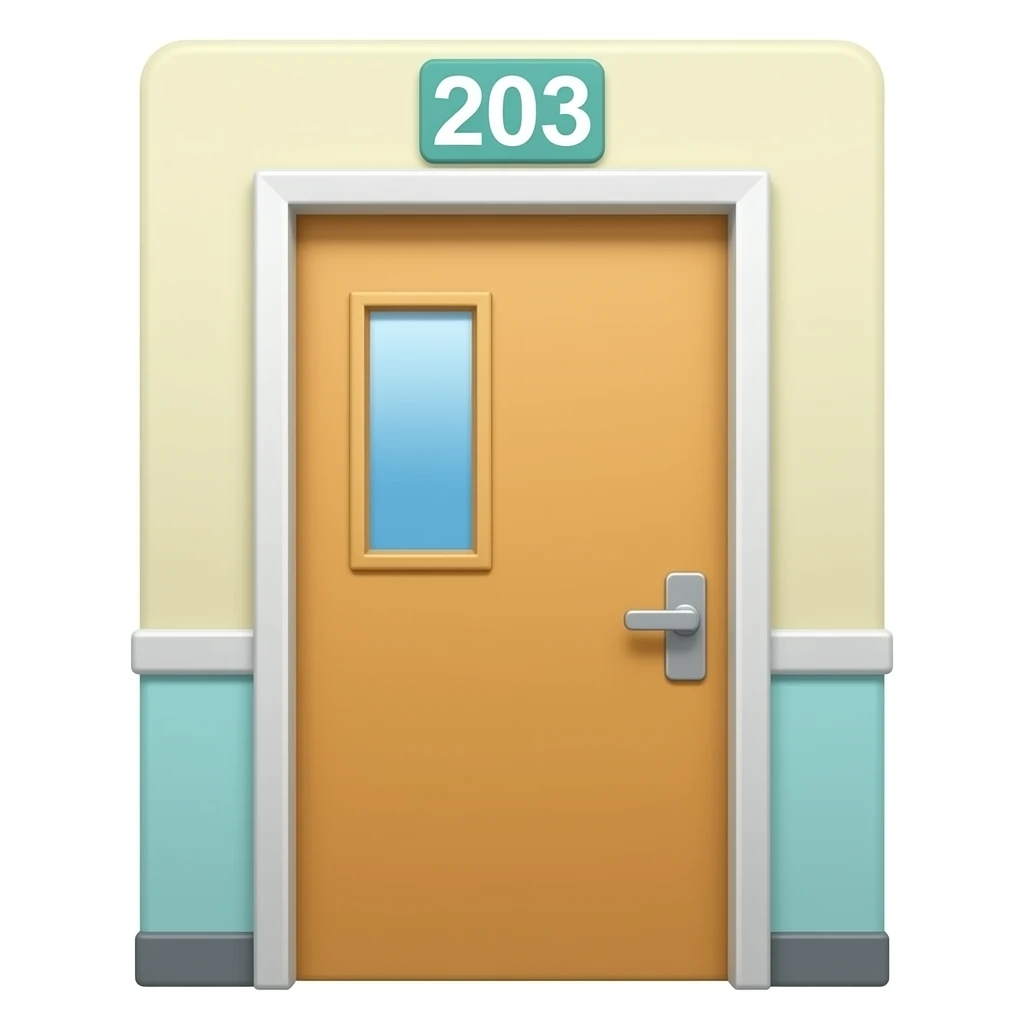 Draw a door to a classroom where it says "203" emoji