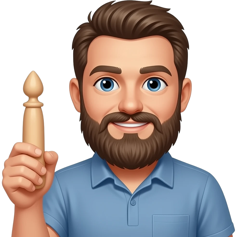 Bearded man holding dildo emoji
