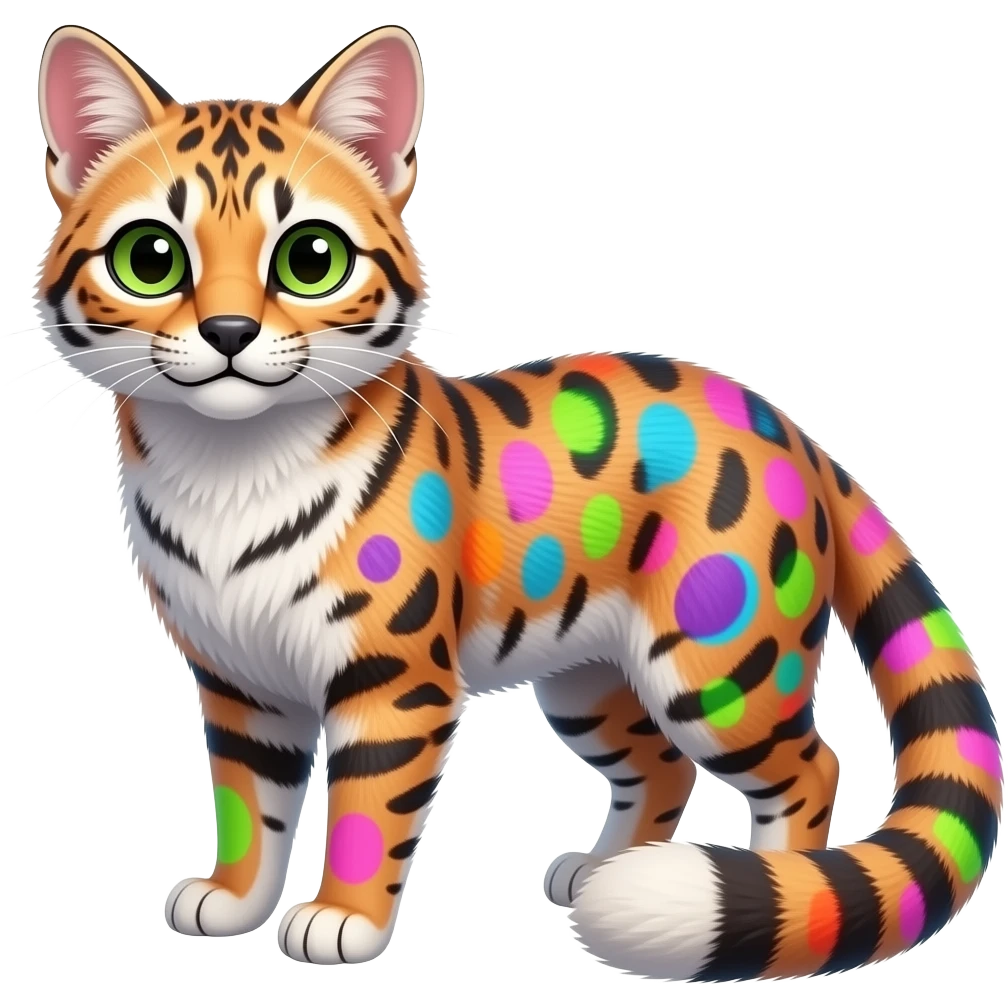 randomly neon colored randomly marked Civet-Mankeulv-Vernid-hybrid emoji